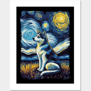 Husky Starry Night Posters and Art